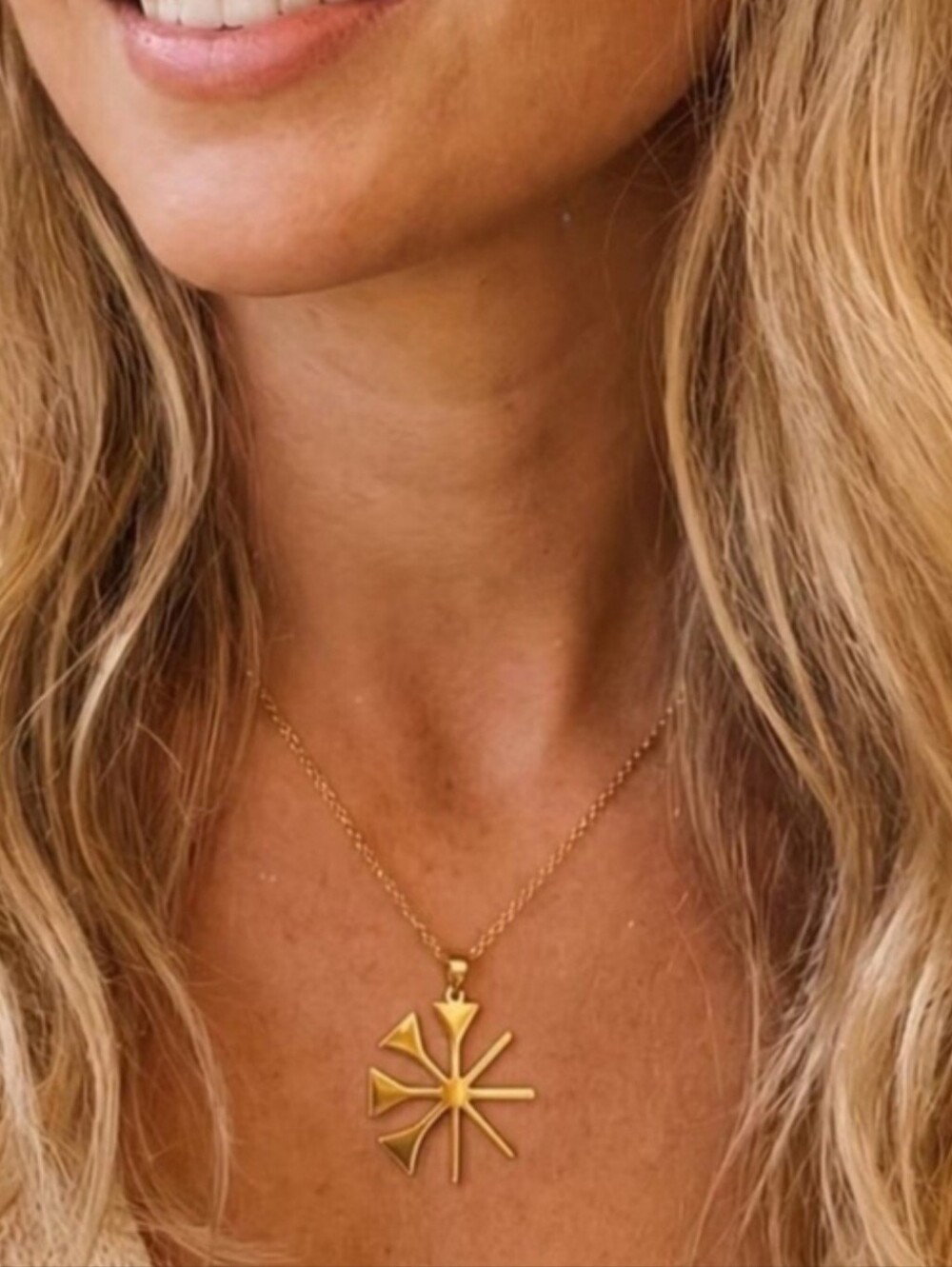 Gold Sunburst Pendant Necklace - Women Jewelry